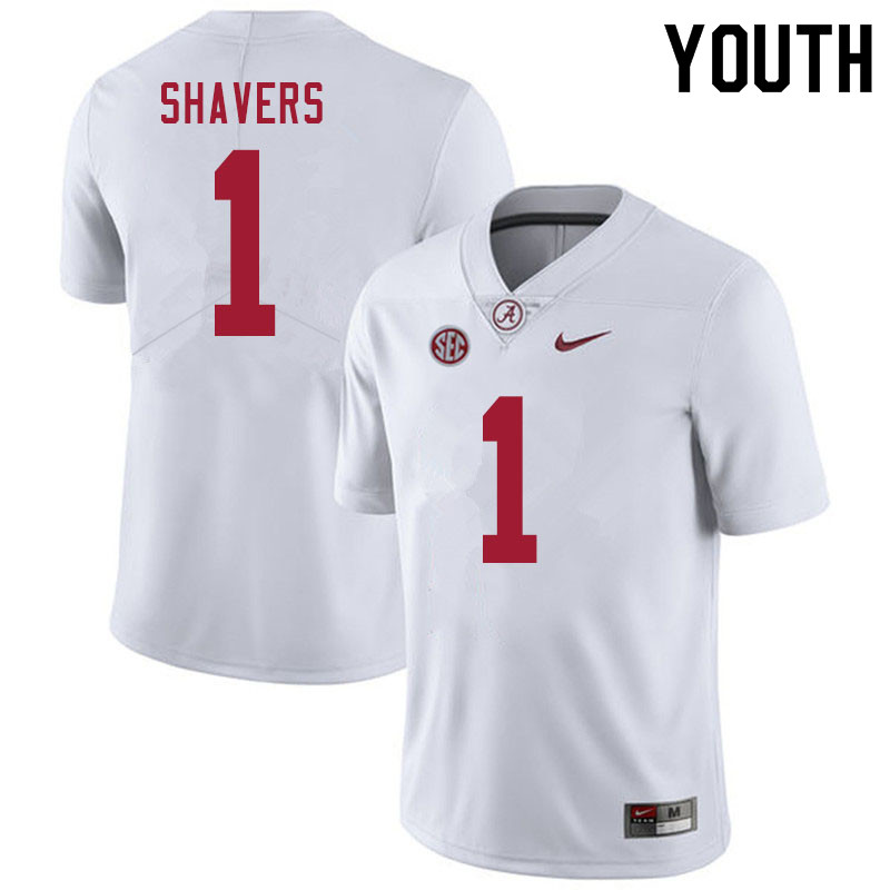 Youth #1 Tyrell Shavers Alabama White Tide College Football Jerseys Sale-White